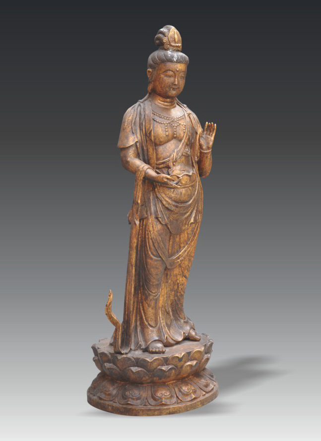 清·铜鎏金观音菩萨立像--- 德藏收藏网